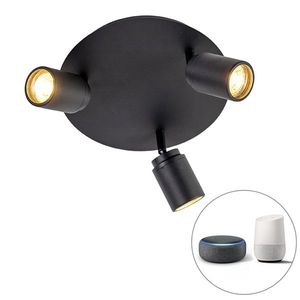 Inteligentné kúpeľňové bodové svetlo čierne IP44 vrátane 3 wifi GU10 - Ducha vyobraziť