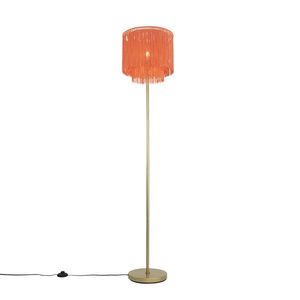 Orientálna stojaca lampa zlatá ružová tienidlo s strapcami - Franxa vyobraziť