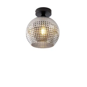 Stropné svietidlo v štýle Art Deco čierne s dymovým sklom - Sphere vyobraziť