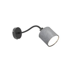 Nástenná lampa čierna so sivým tienidlom spínačom a flexibilným ramenom - Merwe vyobraziť