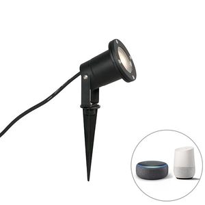 Priemyselný inteligentný bodový reflektor s hrotom čierny vrátane WiFi GU10 IP65 - Basic vyobraziť