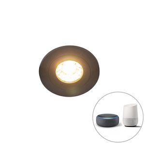 Moderné inteligentné zapustené bodové svetlo čierne okrúhle vrátane WiFi GU10 IP54 - Xena vyobraziť