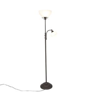Klasická stojaca lampa hnedá s lampou na čítanie - Dallas vyobraziť