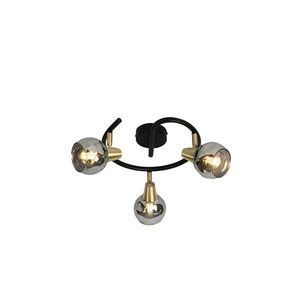 Stropná lampa čierna 44, 5 cm s dymovým sklom 3-svetlo - Vidro vyobraziť