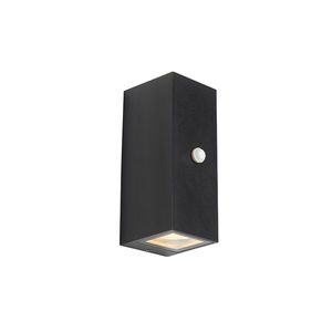 Nástenná lampa čierna 2 svetlá IP44 s pohybovým senzorom - Baleno vyobraziť