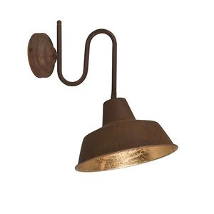 Priemyselná nástenná lampa hrdzavá so zlatým vnútorným priestorom - Factory vyobraziť