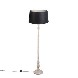 Rustikálna stojaca lampa sivá s čiernym ľanovým tienidlom - Classico vyobraziť