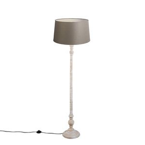 Rustikálna stojaca lampa taupe s tienidlom z ľanu 45 cm - Classico vyobraziť