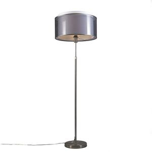 Stojaca lampa z ocele s čiernym a bielym tienidlom 47 cm nastaviteľná - Parte vyobraziť
