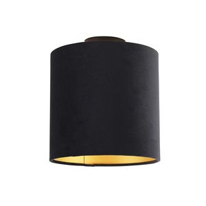 Stropné svietidlo s čiernym a zlatým zamatovým tienidlom 25 cm - Combi Black vyobraziť