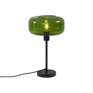 Retro stolová lampa čierna so zeleným sklom - Bizle vyobraziť