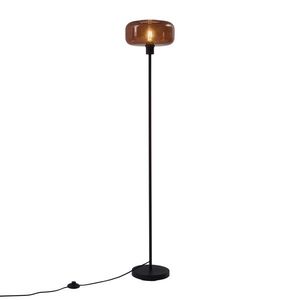 Retro stojacia lampa čierna s bronzovým sklom - Bizle vyobraziť