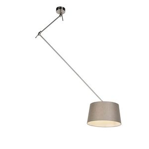 Oceľové závesné svietidlo s tienidlom z ľanového plátna v odtieni taupe 35 cm - Blitz vyobraziť