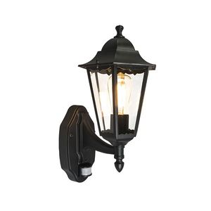 Vonkajšia nástenná lampa čierna s pohybovým senzorom IP44 - New Orleans up vyobraziť