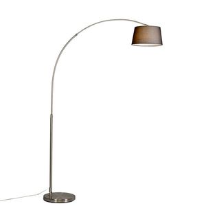 Moderná oblúková stojaca lampa oceľ s čiernym textilným tienidlom - Arc Basic vyobraziť