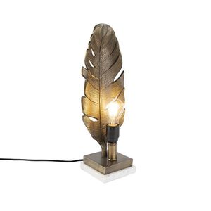 Stolná lampa v štýle Art Deco bronzová s mramorovým podstavcom - Leaf vyobraziť