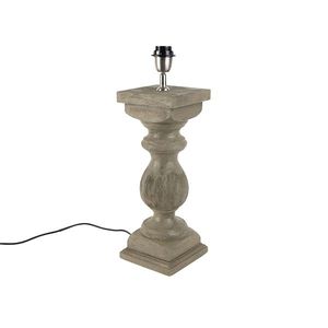 Rustikálna stolná lampa bez tienidla vintage sivá drevo - Hyssop vyobraziť