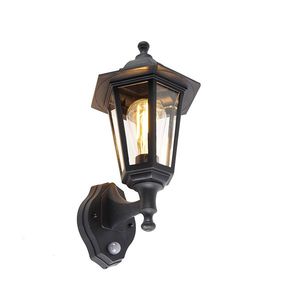Klasická vonkajšia nástenná lampa čierna s pohybovým senzorom - New Haven vyobraziť