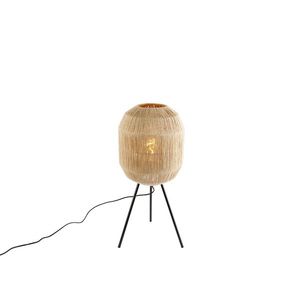 Orientálna stolná lampa čierna s jutovým lanom - Riki vyobraziť