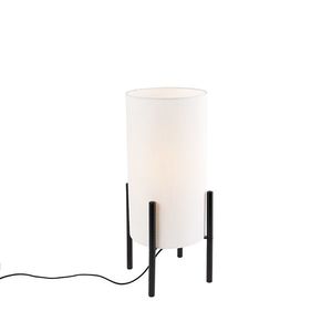 Moderná stolná lampa čierna s ľanovým bielym tienidlom - Rich vyobraziť