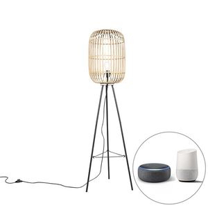 Inteligentná rustikálna stojaca lampa ratan vrátane WiFi A60 - Manila vyobraziť