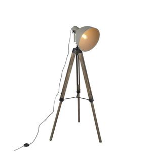 Inteligentná priemyselná trojnohá stojaca lampa drevená s sivou vrátane wifi A60 - Laos vyobraziť