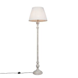 Rustikálna stojaca lampa sivá s bielym skladaným tienidlom - Classico vyobraziť