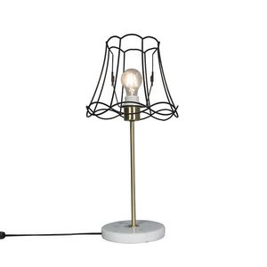 Retro stolná lampa mosadz s rámom Granny čierny 25 cm - Kaso vyobraziť