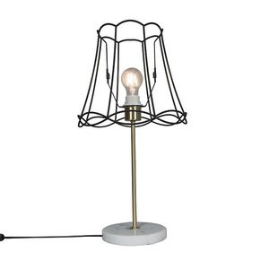 Retro stolová lampa mosadz s rámom Granny čierny 30 cm - Kaso vyobraziť