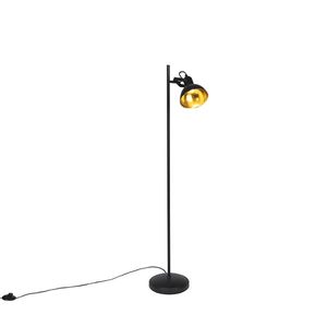 Priemyselná stojaca lampa čierna so zlatom 1-svetlo - Tommy vyobraziť