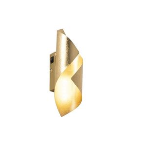Retro nástenná lampa list zlatá vrátane vypínača - Belle vyobraziť