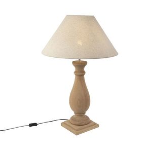 Rustikálna stolná lampa s béžovým ľanovým tienidlom 55 cm - Burdock vyobraziť