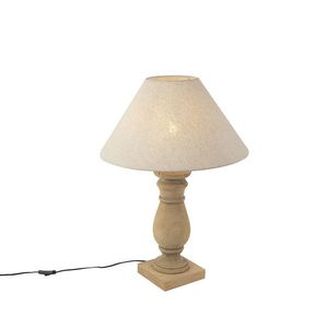 Rustikálna stolná lampa s béžovým ľanovým tienidlom 50 cm - Catnip vyobraziť