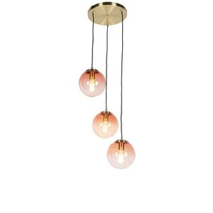 Závesné svietidlo v štýle Art Deco mosadz 45 cm 3-svetlo ružové - Pallon vyobraziť