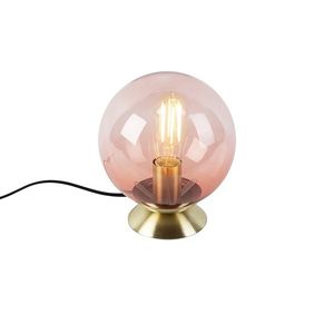 Stolná lampa v štýle Art Deco mosadz s ružovým sklom - Pallon vyobraziť