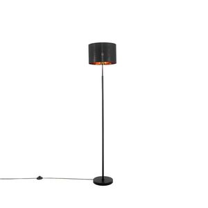 Inteligentná stojaca lampa čierna so zlatým okrúhlym tvarom vrátane WiFi A60 - VT vyobraziť