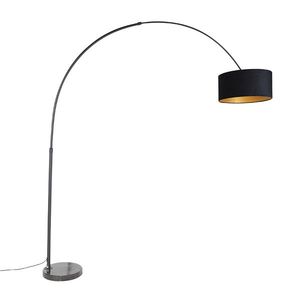 Oblúková lampa čierna zamatový tienidlo čierna so zlatom 50 cm - XXL vyobraziť