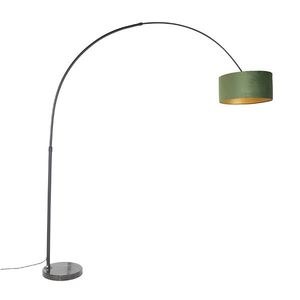 Oblúková lampa čierna zamatová tienidlo zelená so zlatom 50 cm - XXL vyobraziť