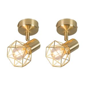 Sada 2 reflektorov Art Deco mosadz otočný a nakloniteľný - Mosh vyobraziť