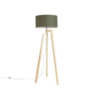 Trojnohá stojaca lampa drevená s tienidlom 50 cm zelená - Puros vyobraziť