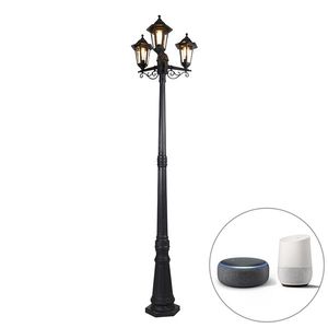 Inteligentná vonkajšia lampa čierna 3-svetlo vrátane Wifi ST64 - New Haven vyobraziť