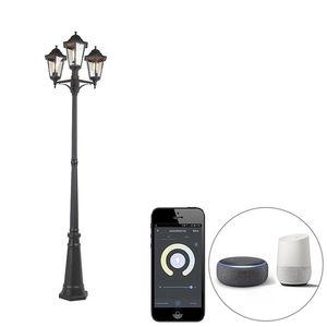 Inteligentná vonkajšia lampa čierna 3-svetlo vrátane Wifi ST64 - New Orleans vyobraziť