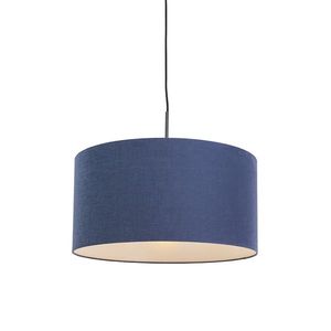Moderné závesné svietidlo čierne s antickým modrým tienidlom 50 cm - Combi 1 vyobraziť