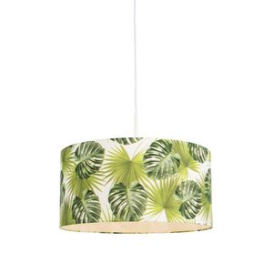 Botanické závesné svietidlo biele s tienidlom s listami 50 cm - Combi 1 vyobraziť