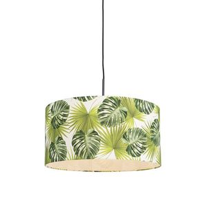 Botanické závesné svietidlo čierne s tienidlom s listami 50 cm - Combi 1 vyobraziť