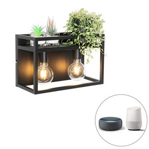 Inteligentná nástenná lampa čierna s poličkou vrátane 2 Wifi G95 - Cage Rack vyobraziť