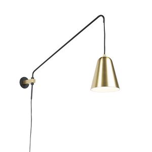 Retro nástenná lampa zlatá/mosadzná s tienidlom - Demi vyobraziť
