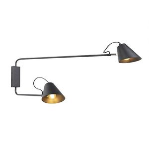 Dizajnová nástenná lampa čierna 2-svetlo nastaviteľná - Lune vyobraziť