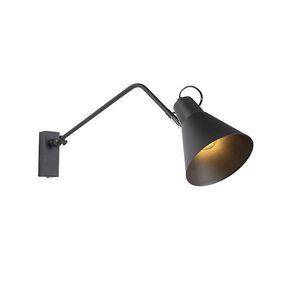 Dizajnová nástenná lampa čierna nastaviteľná - Luna vyobraziť
