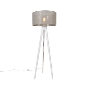 Moderná stojaca lampa trojnožka biela s hnedým tienidlom 50 cm - Tripod Classic vyobraziť